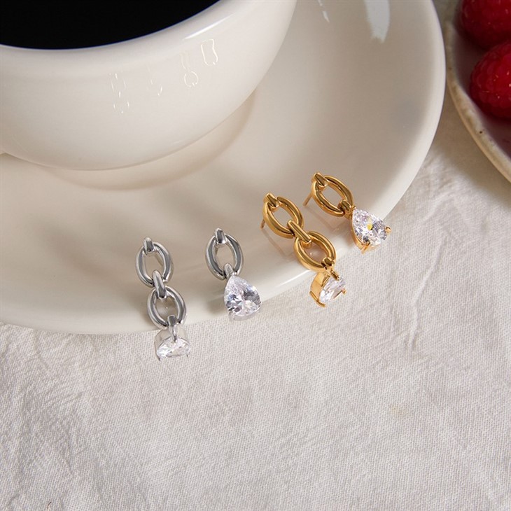 Minimal Asymmetrical Zircon Drop Earring price