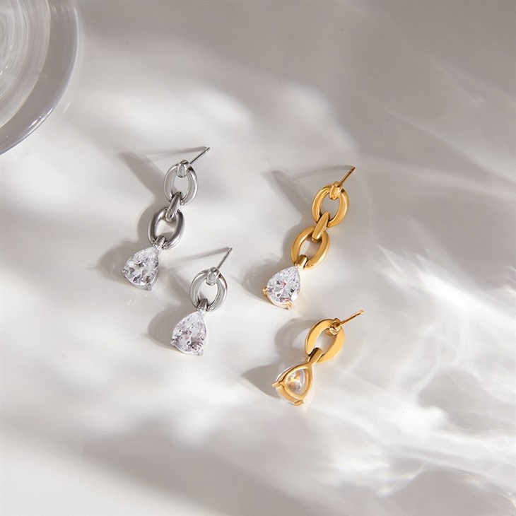 Minimal Asymmetrical Zircon Drop Earring best