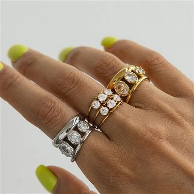 Cruth Measctha CZ Stack Ring