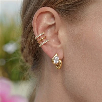 Fáinní fonsa Huggie Íosta Teardrop CZ